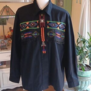 Vintage Lew Magram Western Beaded Top.Coastal Cowgirl, Rodeo,  Western